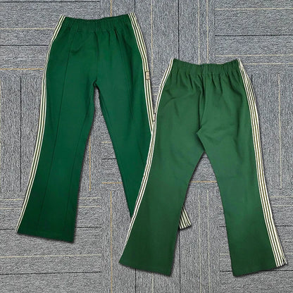 Clothing Suppliers Oem Customized Stripe Tape Side Sports Pants Men Custom Logo Patched Flare Leg Jersey Sweatpants