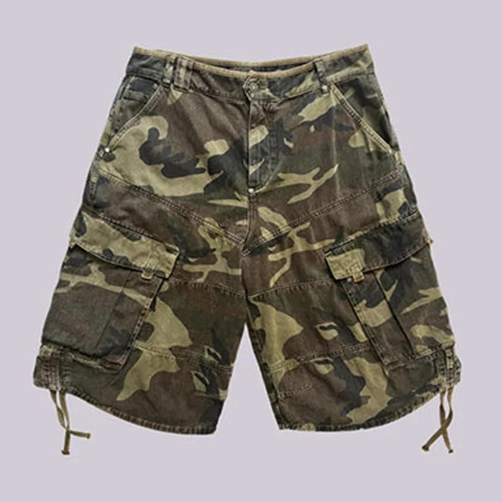 Huilin New Design Summer 100% Cotton Cargo Shorts Men Streetwear Shorts Custom Allover Camo Printed Mens Utility Tactical Shorts