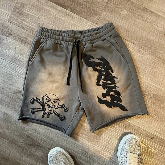 Custom Heavy Weight Cotton Pants Raw Hem Ripped Plain Fleece Streetwear Shorts Sports Drawstring Cargo Joggers Acid Wash Shorts