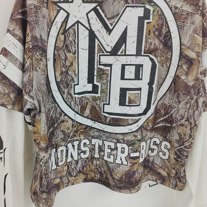 Custom Screen Printing Camo Graphic Tshirts Heavyweight Cotton Men Double Layer Long Sleeve T Shirt