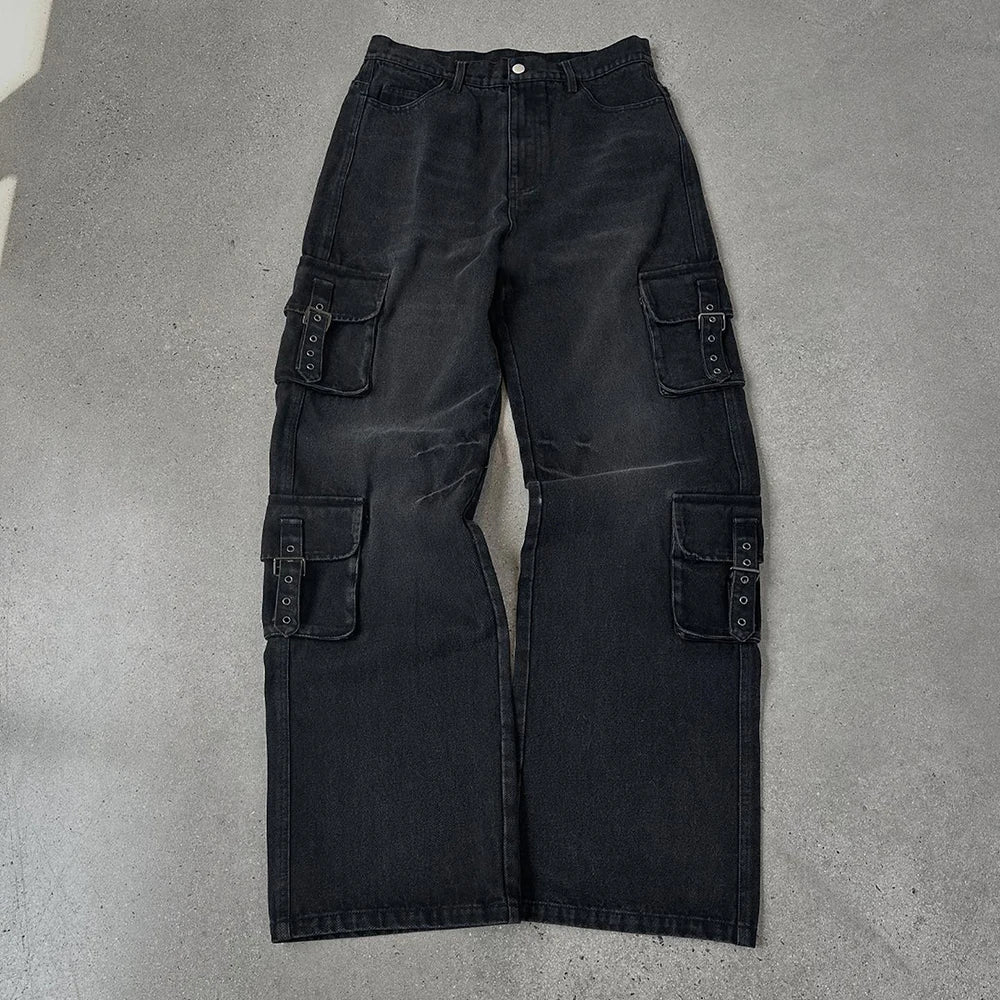 Huilin Manufacturer Oem Straight Leg Streetwear Work Pants Trousers Thick Cotton Men Casual Plain Twill Cargo Pants