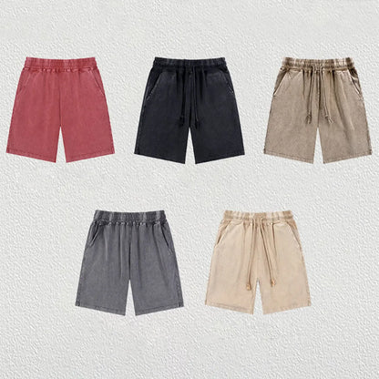 Essential Fashion Supplier Low MOQ Vintage Acid Wash Blank Custom Logo Mens Loose Fit Washed Shorts
