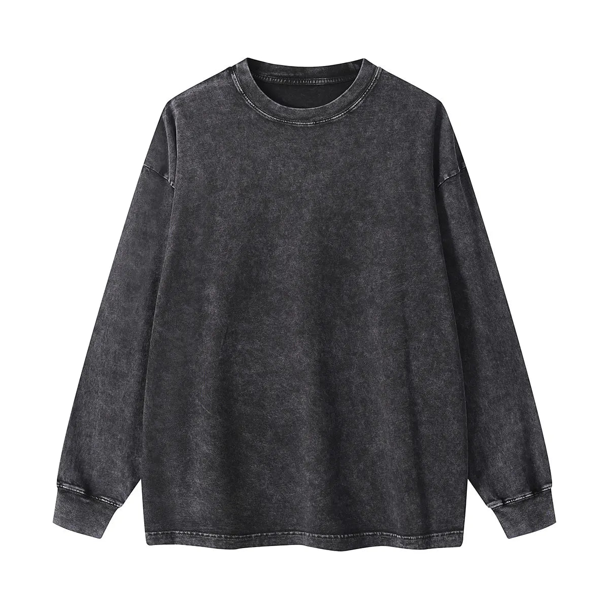 Trending Streetwear Supplier Low MOQ Acid Wash Oversized Blank Custom Print Unisex Long Sleeve T Shirt