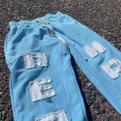 100% Cotton Hravyweight Sweatpants Custom Embroidery Logo Patched Men Flared Leg Sweatpants