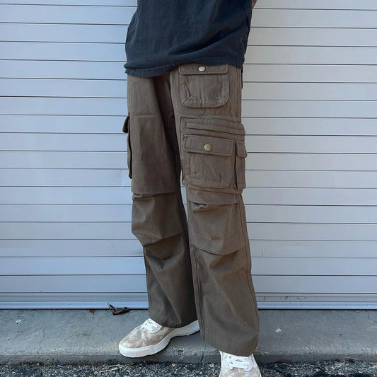 Huilin Professional Custom Streetwear Cargo Pants Men Heavyweight Double Knee Big Pockets Tactical Pants