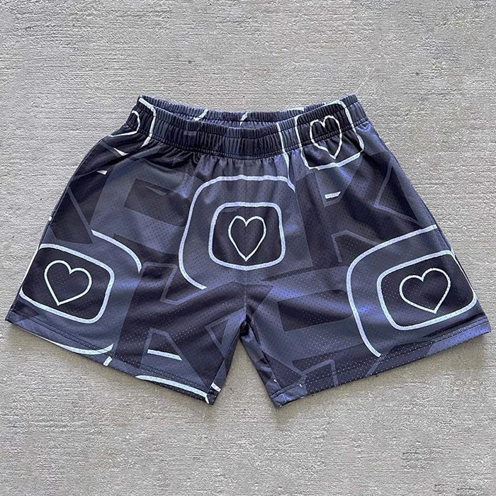 Huilin Manufacturer Oem Summer Fashion Streetwear Polyester Shorts Custom Dtg Printed Men Mesh Basketball Shorts