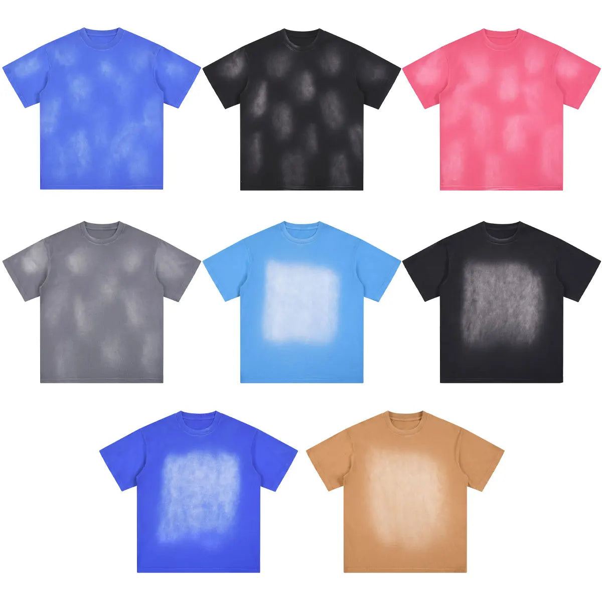 Heavyweight Cotton Supplier Low MOQ Vintage Spray Wash Blank Custom Logo Casual Crewneck Tee