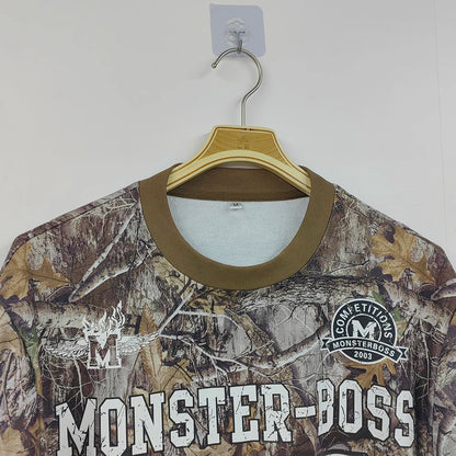 Custom Screen Printing Camo Graphic Tshirts Heavyweight Cotton Men Double Layer Long Sleeve T Shirt