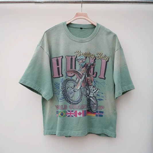 Custom 100% Cotton Oversized Fit Short Sleeve Tee Vintage Sunfaded Washed Men Screen Printing Graphic T Shirts