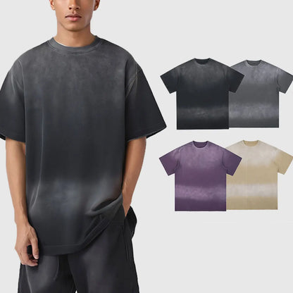 Vintage Fashion Supplier Low MOQ Acid Wash Garment Dye Blank Custom Print Mens Loose Fit T Shirt