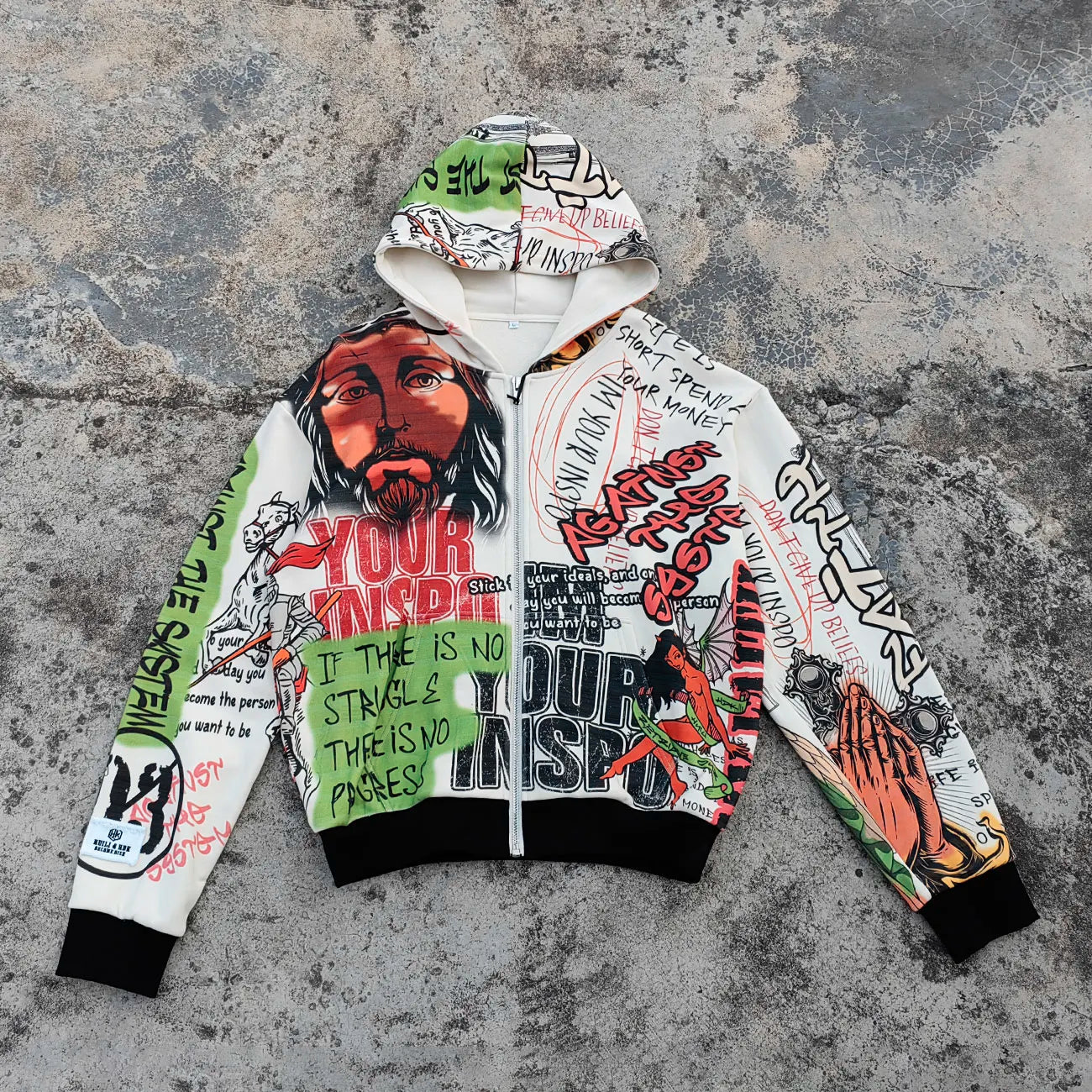 All Over Printed Unisex Streetwear Hoodies Heavyweight Cotton Men Custom logo Print Mens Vintage Graphic Hoodie