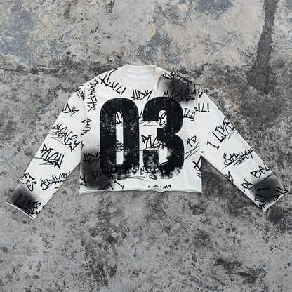 Screen Printing Vintage Graphic T-shirts Custom Thick Cotton Men Boxy Fit Heavyweight Long Sleeve French Terry Tshirts