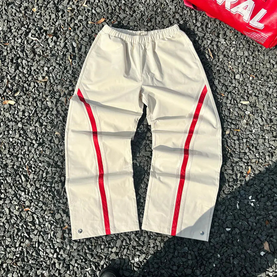 Huilin Manufacturer Oem Unisex Sportswear Nylon Running Pants Custom Solid Color Elastic Waist Men Straight Leg Track Pants