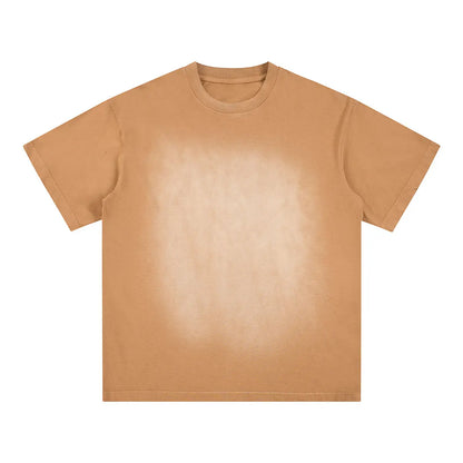 Heavyweight Cotton Supplier Low MOQ Vintage Spray Wash Blank Custom Logo Casual Crewneck Tee
