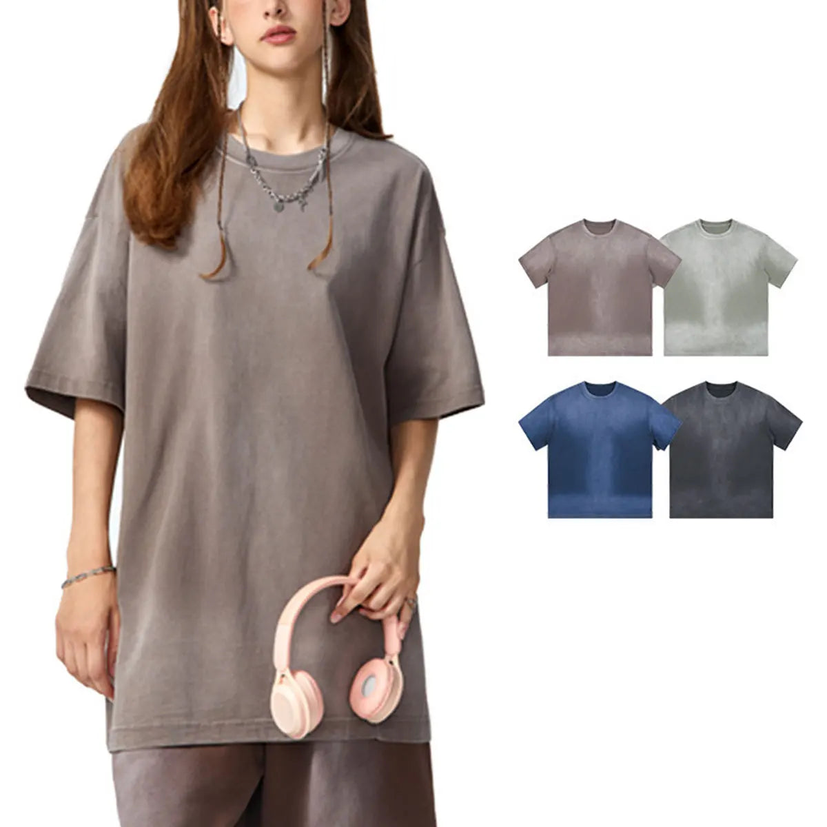 Essential Streetwear Supplier Low MOQ Vintage Acid Wash Blank Custom Logo Mens Loose Fit T Shirt