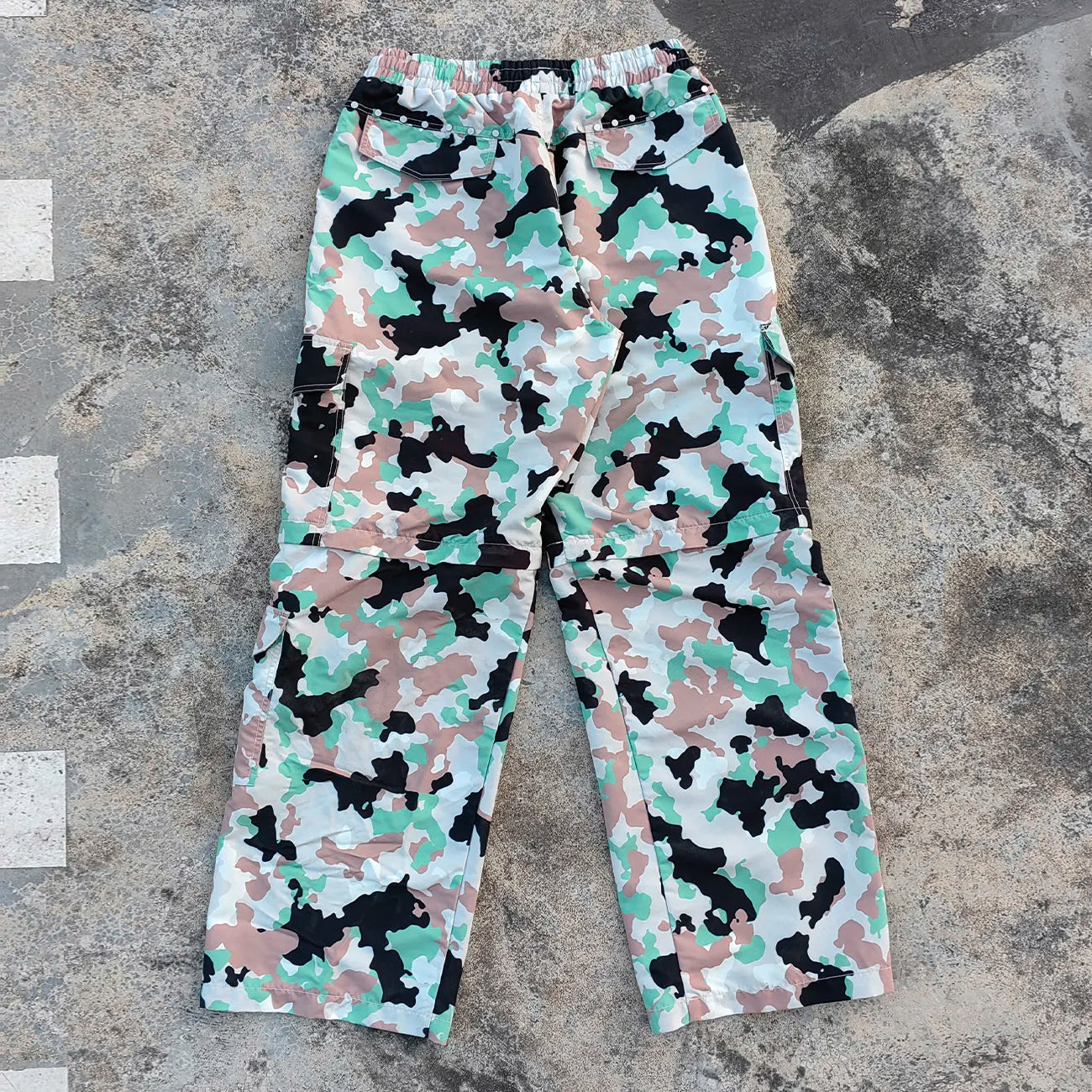 Wide Leg Cargo Track Pants Men Custom Allover Printed Detachable Leg Tactical Camo Work Cargo Pants
