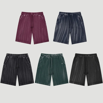 Heavyweight Cotton Supplier Low MOQ Acid Wash Garment Dye Blank Custom Print Casual Drawstring Shorts