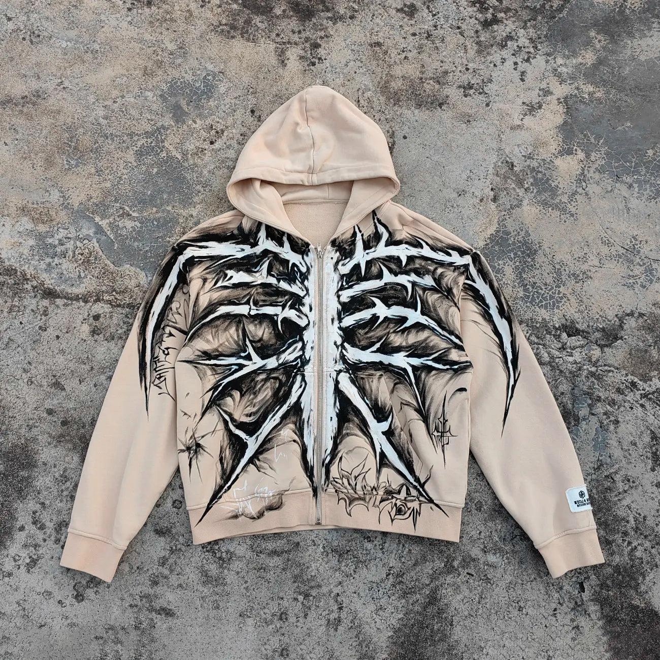 100% Cotton Heavyweight Hoodie Custom Allover Printed Zipper up Men Vintage Graffiti Graphic Hoodie