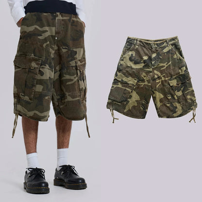 100% Cotton Cargo Shorts Men Streetwear Shorts Custom Allover Camo Printed Mens Utility Tactical Shorts