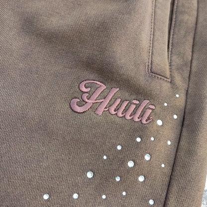 Vintage Acid Wash Heavyweight Cotton Sweatpants Men Custom Embroidery logo Straight Wide Leg Rhinestone Sweatpants