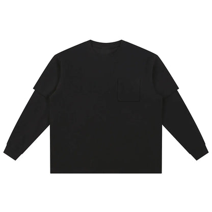 Premium Comfort Manufacturer Supplier Low MOQ Vintage Acid Wash Blank Custom Print Custom Logo Casual Layered Sleeve Tee
