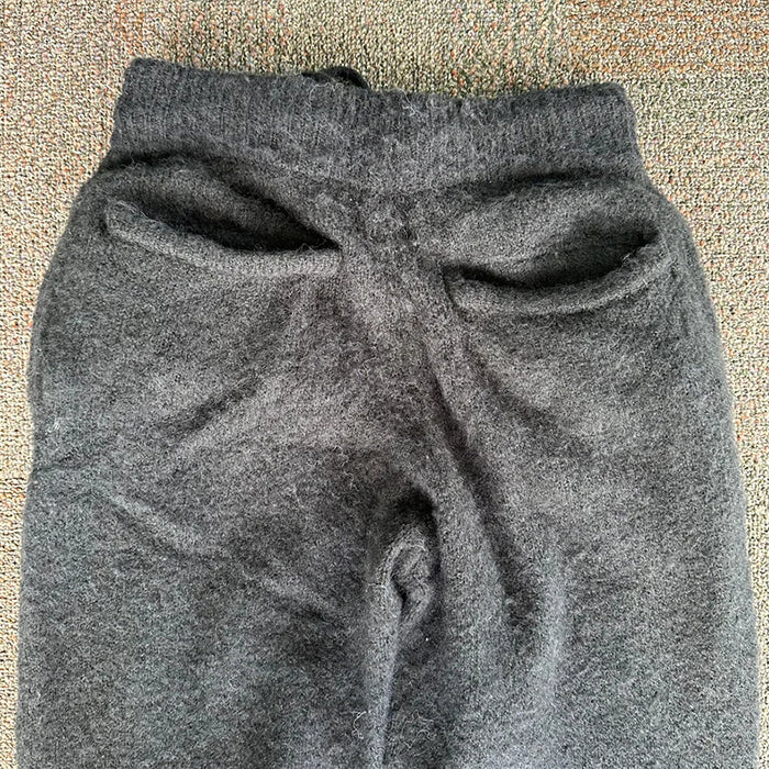 HUILI FACTORY winter knitted mohair pants flaired sweatpants embroidery mohair flared sweatpants