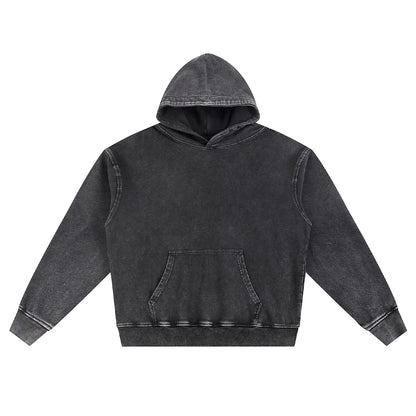 Heavyweight Fleece Supplier Low MOQ Vintage Snowflake Wash Blank Custom Logo Casual Hooded Sweatshirt