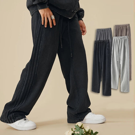 Factory New Arrival Heavyweight Blank Sweatpants Men Custom Vintage Washed Oversized Thick Cotton Straight Leg Sweatpants