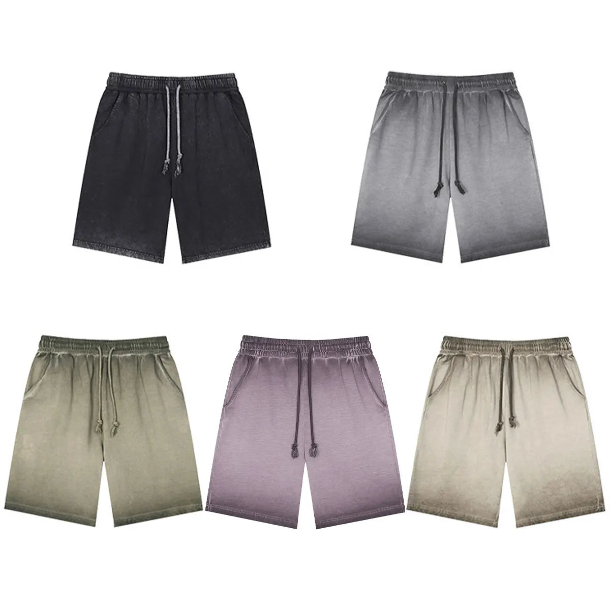 Heavyweight Cotton Supplier Low MOQ Vintage Garment Dye Blank Custom Logo Casual Drawstring Shorts