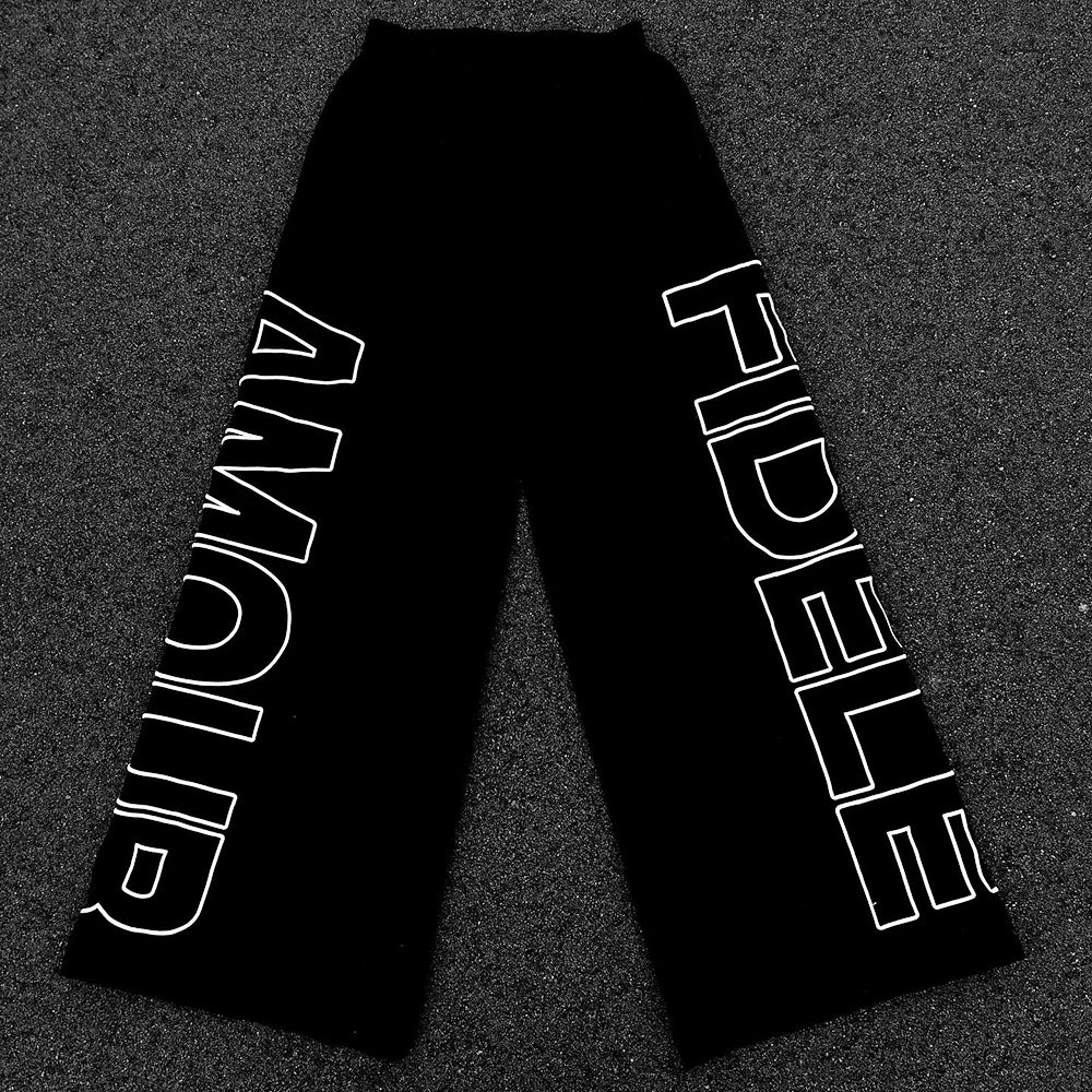 Huilin Oem Wholesale Screen Printing Logo Sportswear Windbreaker Pants Custom Elastic Waist Men Wide Leg Baggy Nylon Track Pants