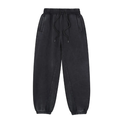 Trending Streetwear Supplier Low MOQ Vintage Fleece Lined Blank Custom Logo Unisex Snowflake Wash Jogger Pants