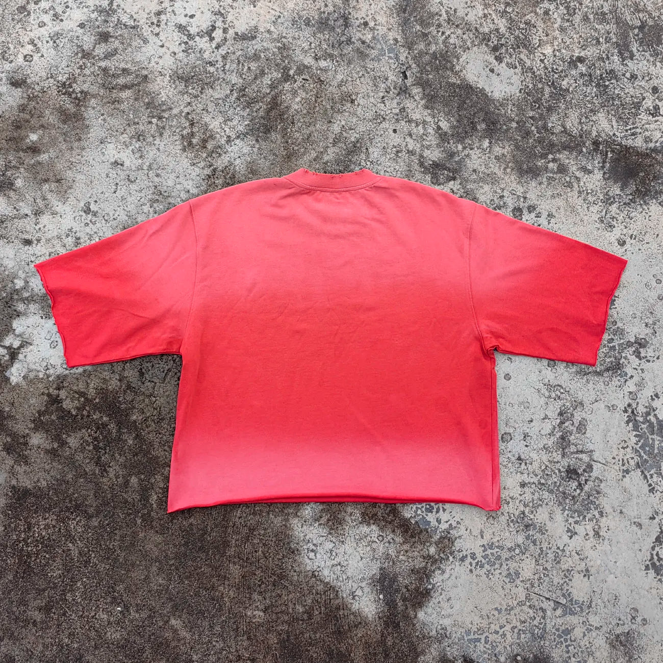 Short Sleeve 100% Cotton Heavyweight Tshirts Custom Screen Printing Men Acid Wash Sunfaded Raw Hem Boxy Cropped T Shirt