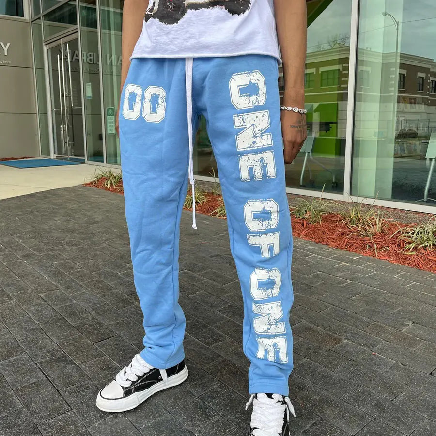 Huilin Oem Manufacturer Custom Logo Printing Jogger Pants Men Elastic Waist Thick Cotton Sweatpants