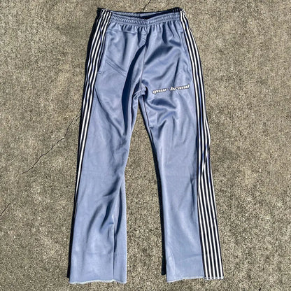 Straight Wide Leg Sweatpants Men Oversized Fit Side Striped Sweatpants