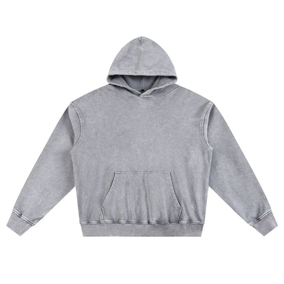 Heavyweight Fleece Supplier Low MOQ Vintage Snowflake Wash Blank Custom Logo Casual Hooded Sweatshirt