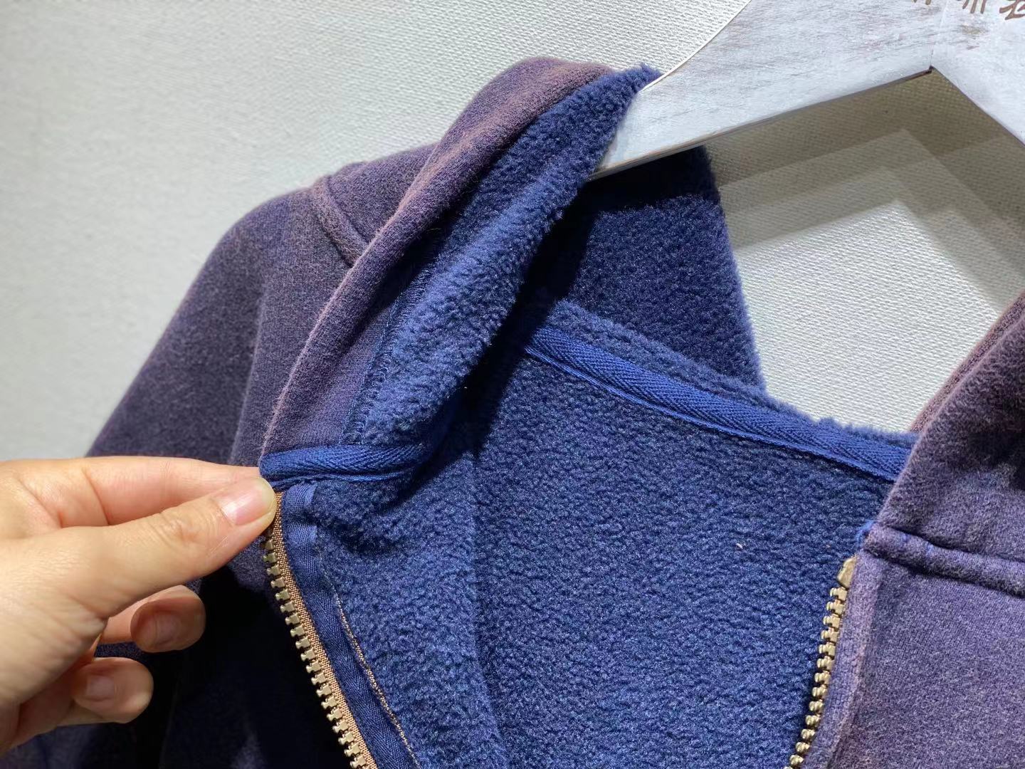HUILI FACTORY custom heavyweight vintage zip up hooded jacket thick fleece acid retro stone wash hoodie
