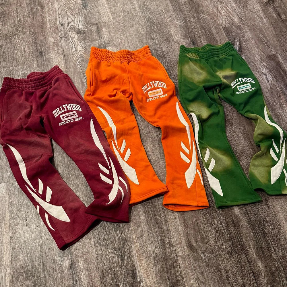 HL Streetwear Two Piece Tracksuit Sweatsuits Custom Embroidery Logo Patched Men Sunfaded Vintage Washed Hoodies Sweatpants Sets