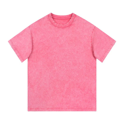 Heavyweight Cotton Supplier Low MOQ Acid Wash Garment Dye Blank Custom Print Casual Crewneck Tee