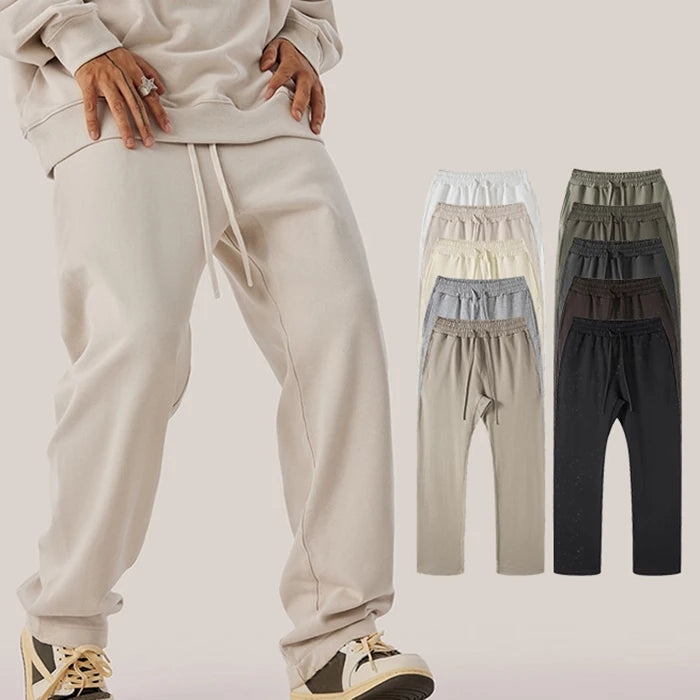 HUILIN Factory Hot Selling Heavyweight Cotton Baggy Sweatpants Men Blank Plain Straight Wide Leg Sweatpants