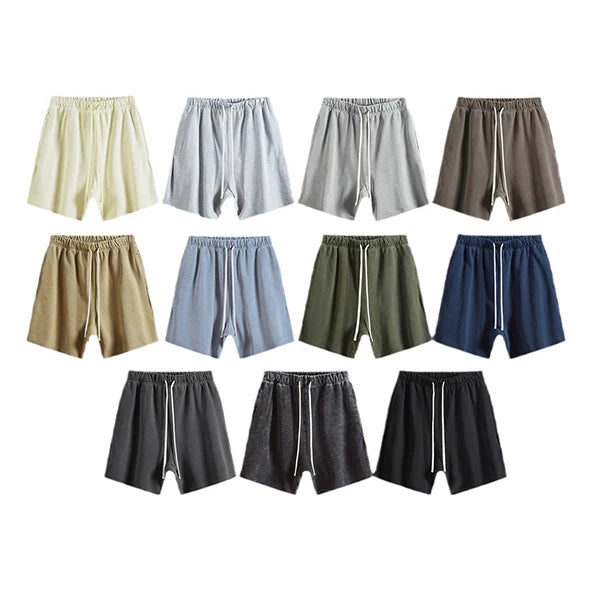 Huilin Oem Manufacturer New Custom High Street 100% Cotton Sweat Shorts Men Raw Hem Vintage Washed Shorts