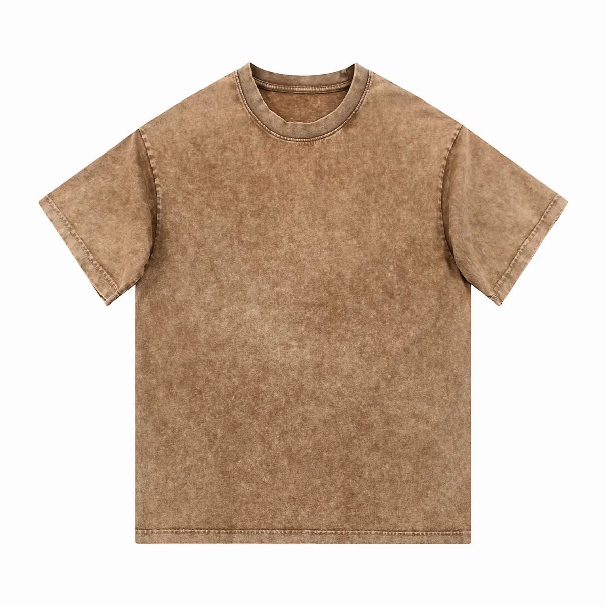 Heavyweight Cotton Supplier Low MOQ Acid Wash Garment Dye Blank Custom Print Casual Crewneck Tee