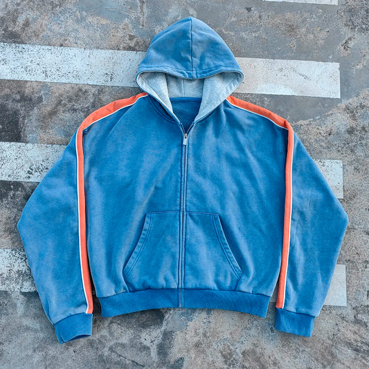 Block Vintage Washed Hoodies Men Custom Zip up Heavyweight Cotton 500Gsm French Terry Hoodies