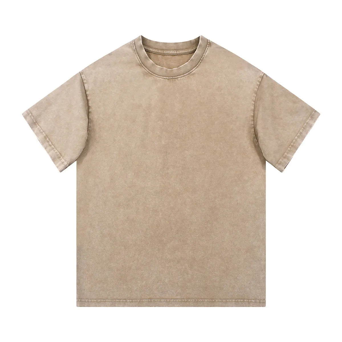 Heavyweight Cotton Supplier Low MOQ Acid Wash Garment Dye Blank Custom Print Casual Crewneck Tee