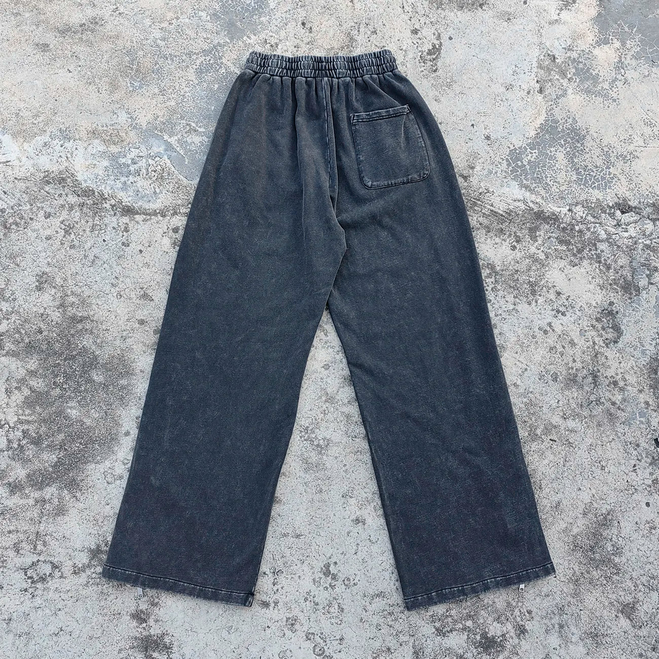 Acid Wash Streetwear Thick Cotton Sweatpants Custom Striped Design Men Zip up Wide Leg Heavyweight Vintage Sweatpants