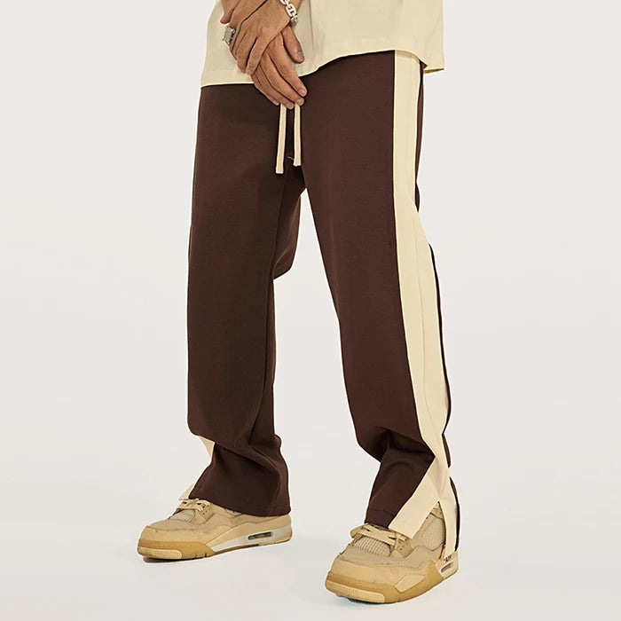 HUILIN Professional Customized Oversized Blank Sweatpants Men Split Side Bottom Color Block Straight Leg Sweatpants