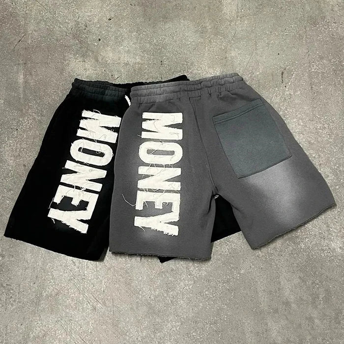 Huilin Vintage Wash Thick Cotton Streetwear Sweat Shorts Custom Logo Men Applique Embroidery Patched Raw Hem French Terry Shorts