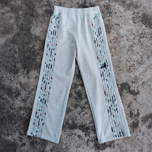 Heavyweight French Terry Track Pants Custom Embroidery Logo Mens Wide Leg Striped Trimmed Sweatpants