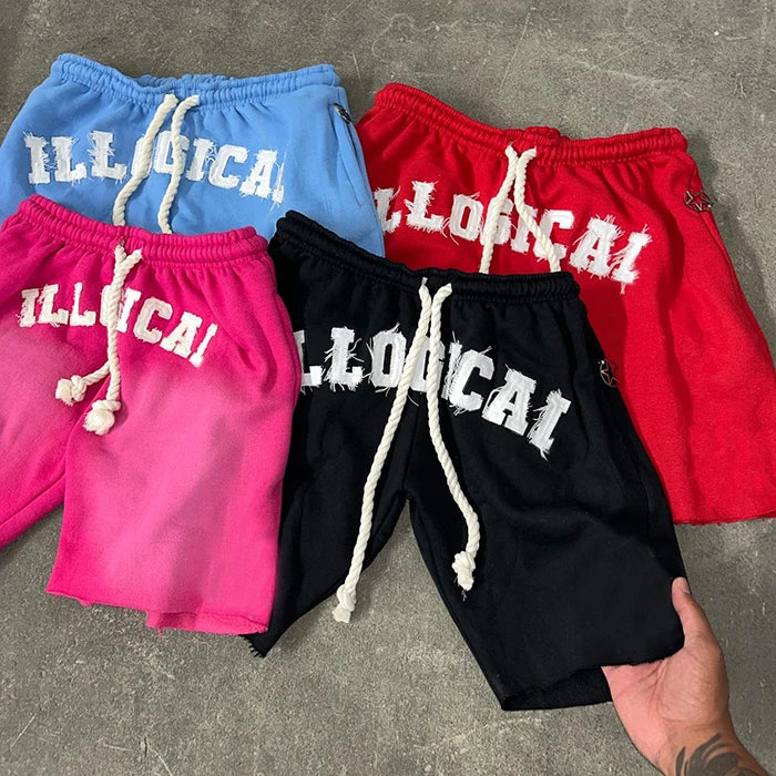 Huilin Oem Streetwear Heavyweight Cotton Sweat Shorts Men Custom Logo Printed Vintage Washed Sun Faded French Terry Shorts