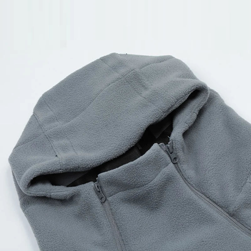 HL manufacturer wholesale new design double zip half face polar fleece plain blank hoodie full zip up hoodie with custom zipper