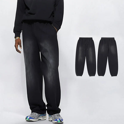 Trending Streetwear Supplier Low MOQ Vintage Fleece Lined Blank Custom Logo Unisex Snowflake Wash Jogger Pants